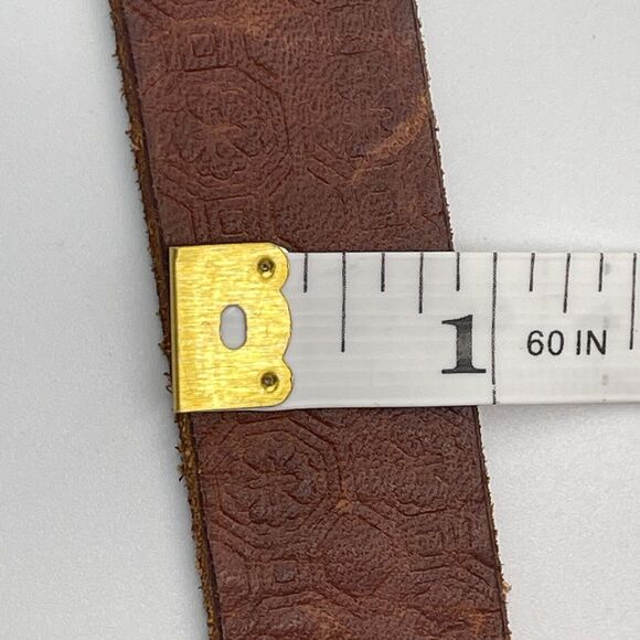 💥BOGO💥 LINEA PELLE Brown Leather Belt. 7/8" Western Antiqued Buckle Hand Made - Picture 6 of 8